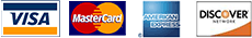 Visa, MasterCard, American Express, Discover