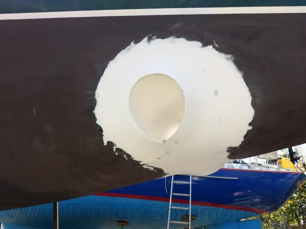 1999 Beneteau 38 Oceanis Bow Thruster Tube Install - 50