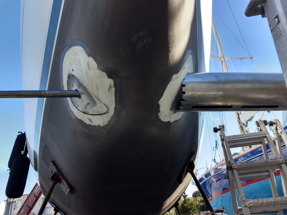 1999 Beneteau 38 Oceanis Bow Thruster Tube Install - 15