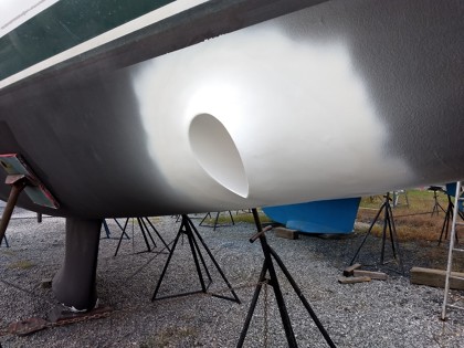 1999 Beneteau 38 Oceanis Bow Thruster Tube Install - 47